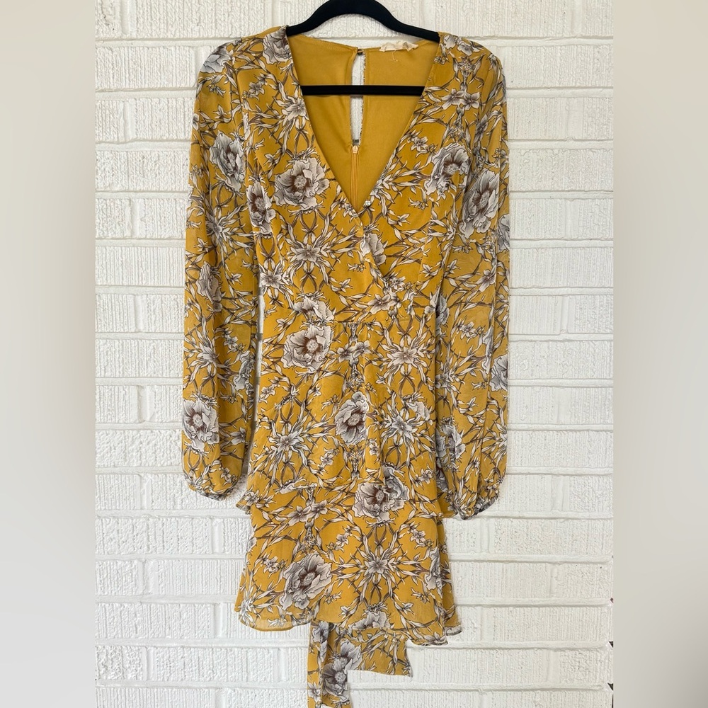 Floral Yellow Long Sleeve Dress